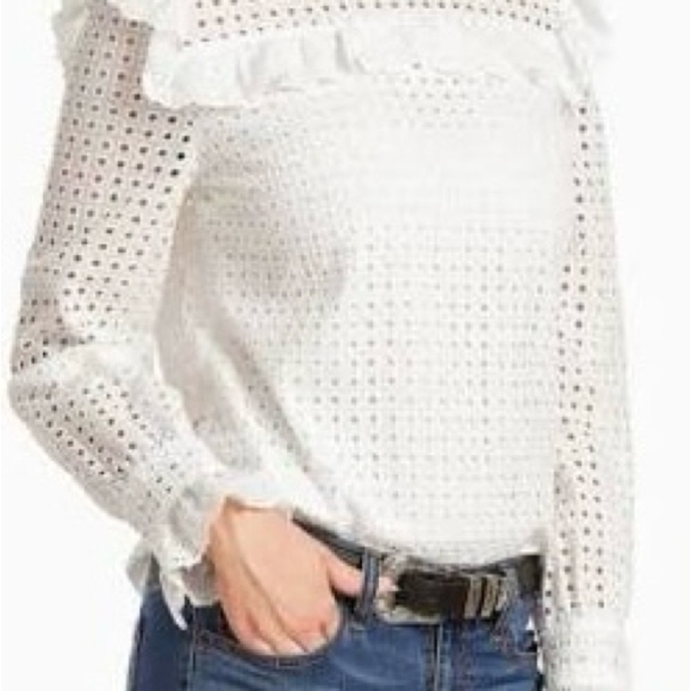 Who What Wear White Ruffled Sweater